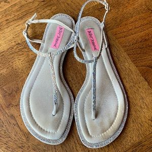 Betsey Johnson gold sandals with Swarovski crystals size 9